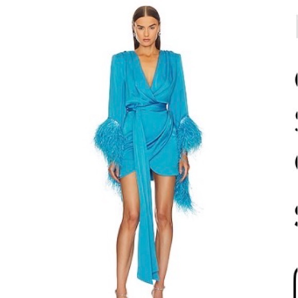 Bronx and Banco Blue Feathered Mini Dress - Picture 4 of 4